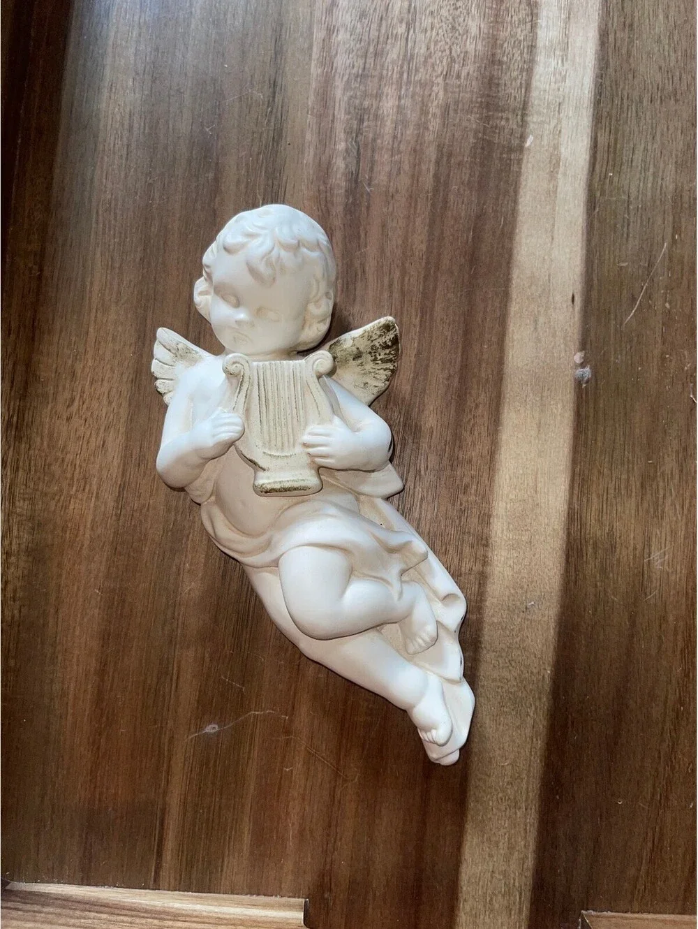 Vintage Roman Art Co. Cherub Wall Plaque with Harp Made in USA